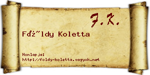 Földy Koletta névjegykártya
